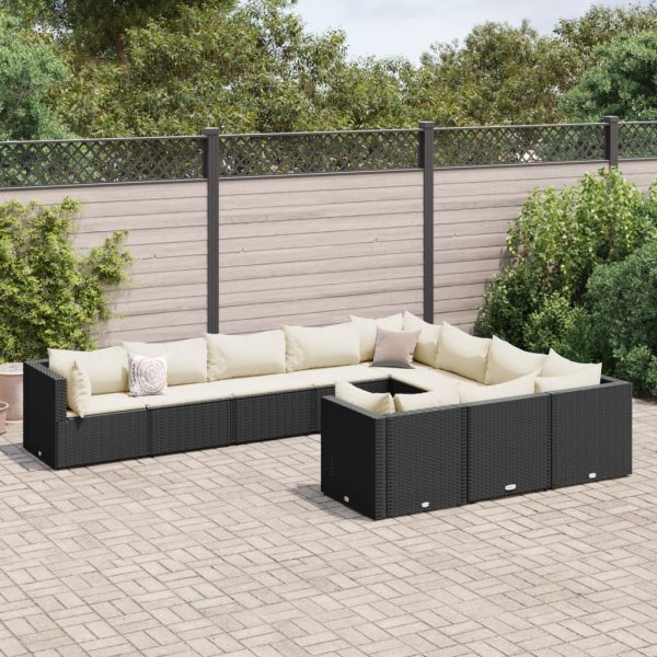 10-Delige Loungeset Met Kussens Poly Rattan