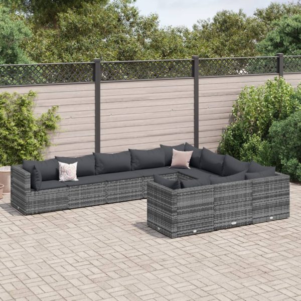 10-Delige Loungeset Met Kussens Poly Rattan - Afbeelding 15