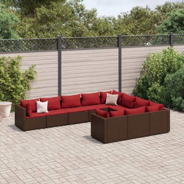 10-Delige Loungeset Met Kussens Poly Rattan - Afbeelding 11