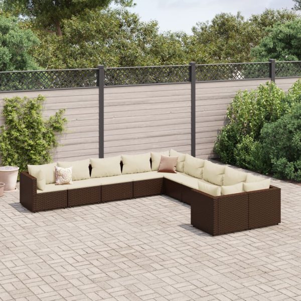 Loungeset Met Kussens Poly Rattan - Afbeelding 19