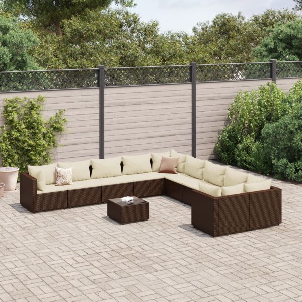 Loungeset Met Kussens Poly Rattan - Afbeelding 14