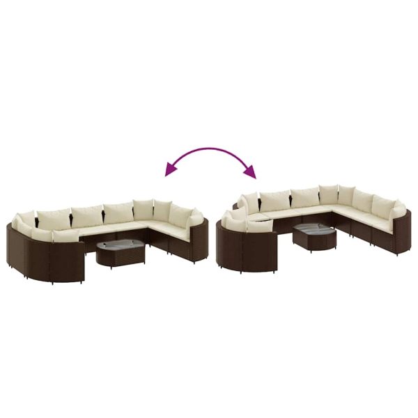 Loungeset Met Kussens Poly Rattan - Afbeelding 6