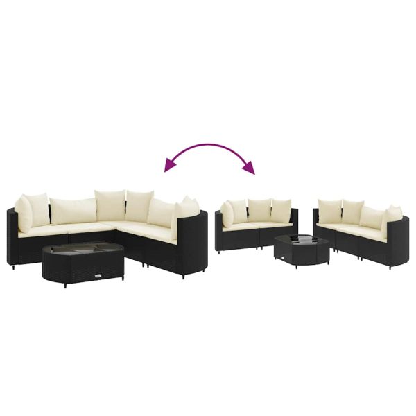 Loungeset Met Kussens Poly Rattan - Afbeelding 6