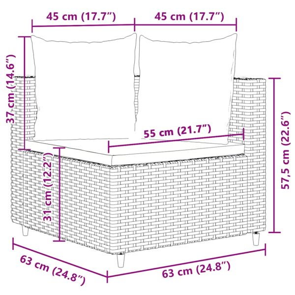 Loungeset Met Kussens Poly Rattan - Afbeelding 11