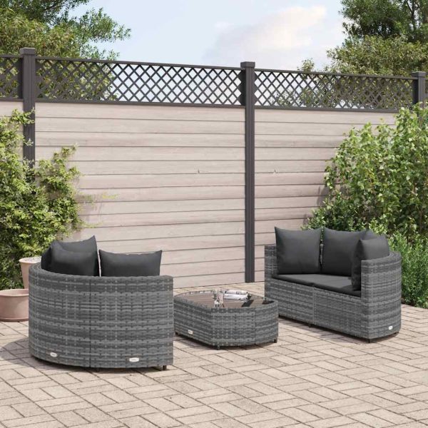 Loungeset Met Kussens Poly Rattan - Afbeelding 10