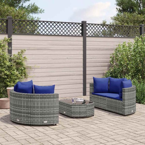 Loungeset Met Kussens Poly Rattan - Afbeelding 13