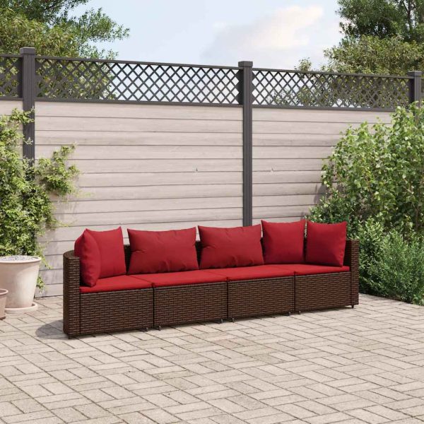 Loungeset Met Kussens Poly Rattan - Afbeelding 12