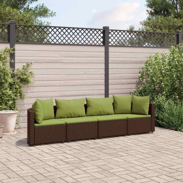 Loungeset Met Kussens Poly Rattan - Afbeelding 23