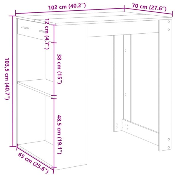 Bartafel 102X70X103,5 Cm Bewerkt Hout - Afbeelding 10