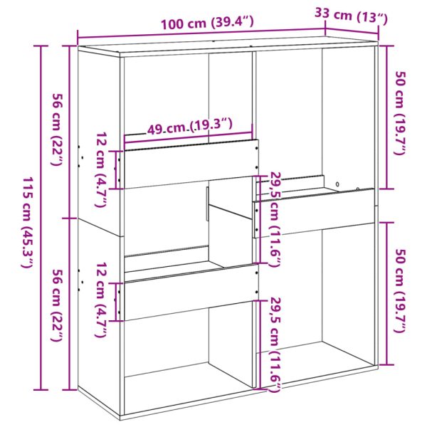 Kamerscherm 100X33X Bewerkt Hout - Afbeelding 9