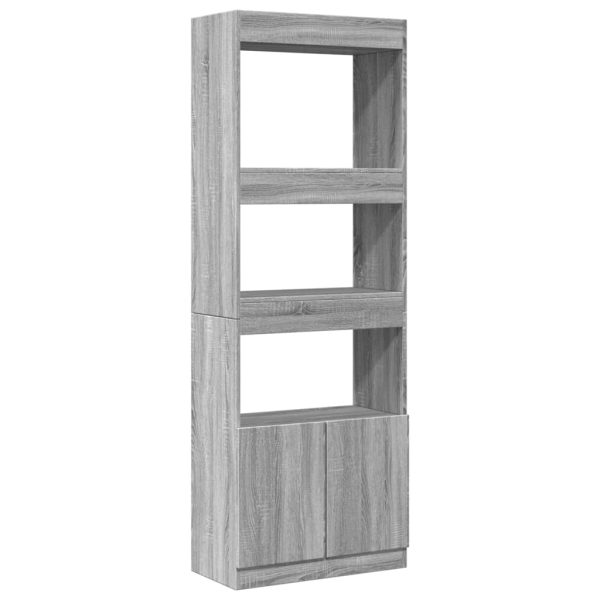 Hoge Kast 63X33X Bewerkt Hout Eikenkleurig Grijs Sonoma - Afbeelding 2