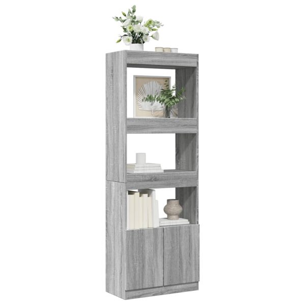 Hoge Kast 63X33X Bewerkt Hout Eikenkleurig Grijs Sonoma - Afbeelding 4