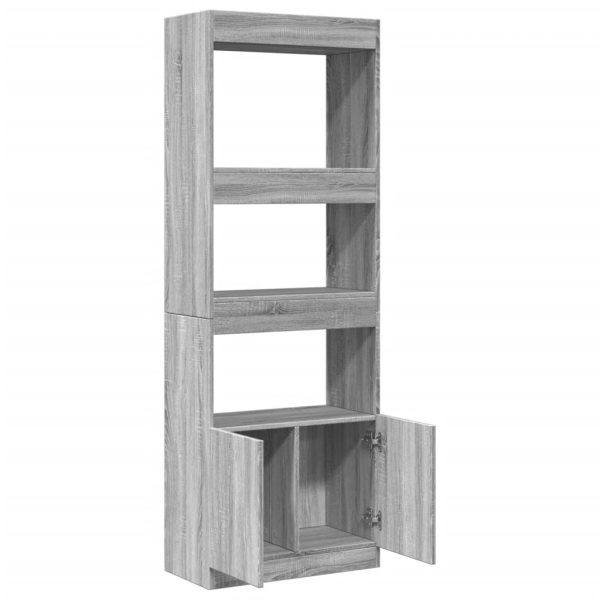 Hoge Kast 63X33X Bewerkt Hout Eikenkleurig Grijs Sonoma - Afbeelding 8