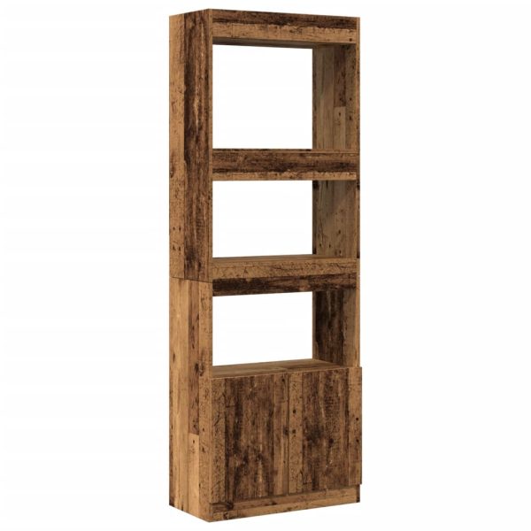 Hoge Kast 63X33X Bewerkt Hout Kleurig Oud Hout - Afbeelding 2