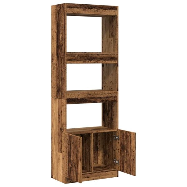 Hoge Kast 63X33X Bewerkt Hout Kleurig Oud Hout - Afbeelding 8