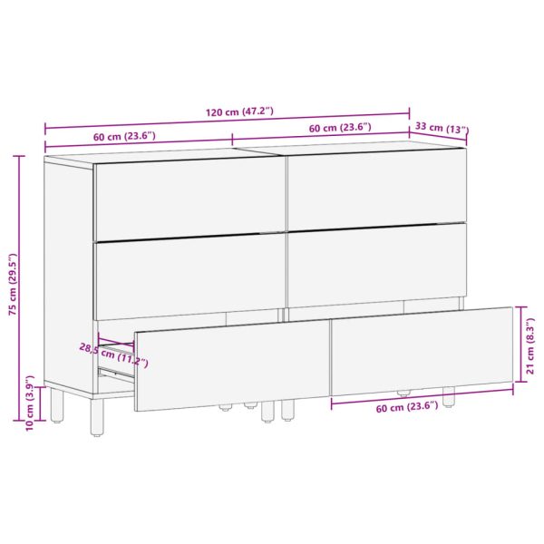 Dressoirs 2 St 60X33X75 Cm Bewerkt Hout Zwart - Afbeelding 12