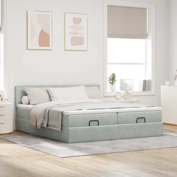 Ottoman Bed Met Matrassen En Led's 160X200Cm Fluweel - Afbeelding 4