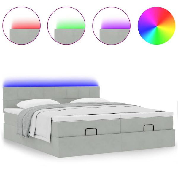 Ottoman Bed Met Matrassen En Led's 160X200Cm Fluweel - Afbeelding 5