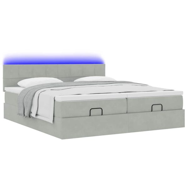 Ottoman Bed Met Matrassen En Led's 160X200Cm Fluweel - Afbeelding 6