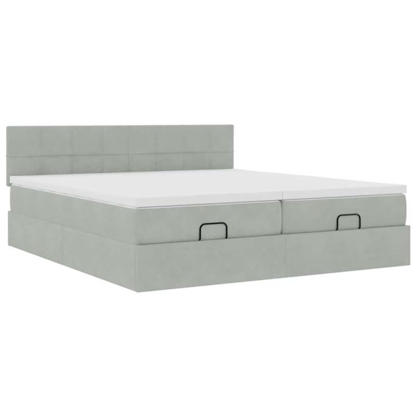 Ottoman Bed Met Matrassen En Led's 160X200Cm Fluweel - Afbeelding 7