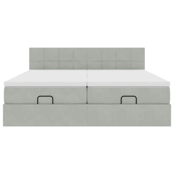 Ottoman Bed Met Matrassen En Led's 160X200Cm Fluweel - Afbeelding 8