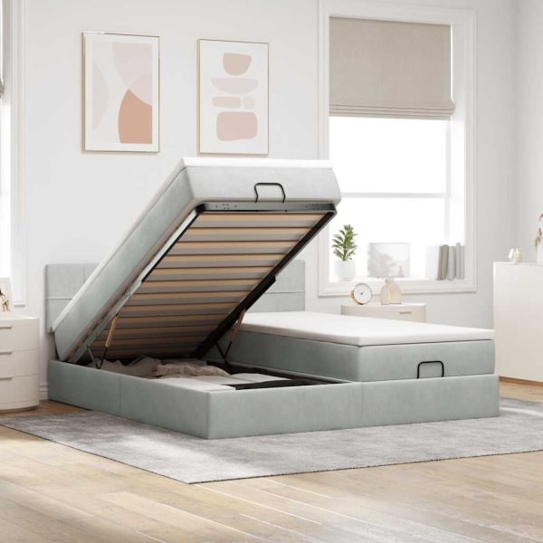 Ottoman Bed Met Matrassen En Led's 160X200Cm Fluweel