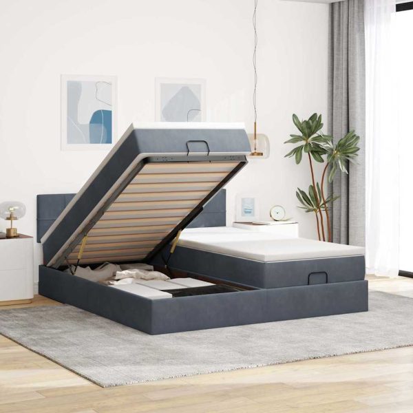 Ottoman Bed Met Matrassen En Led's 160X200Cm Fluweel - Afbeelding 13