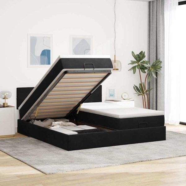 Ottoman Bed Met Matrassen En Led's 160X200Cm Fluweel - Afbeelding 14