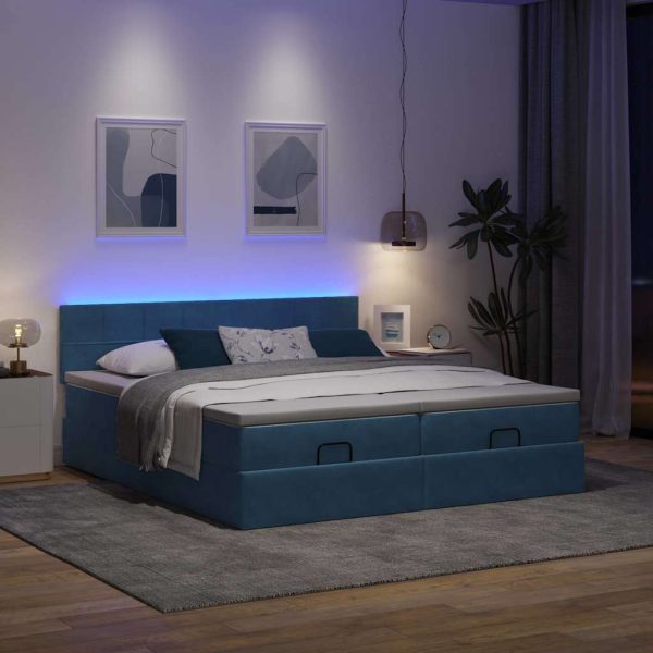 Ottoman Bed Met Matrassen En Led's 160X200Cm Fluweel - Afbeelding 15