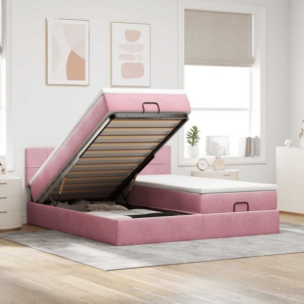 Ottoman Bed Met Matrassen En Led's 160X200Cm Fluweel - Afbeelding 17