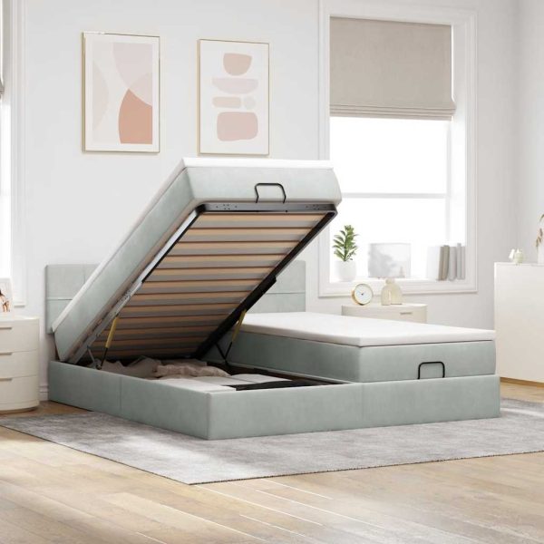 Ottoman Bed Met Matrassen En Led's 160X200Cm Fluweel - Afbeelding 19