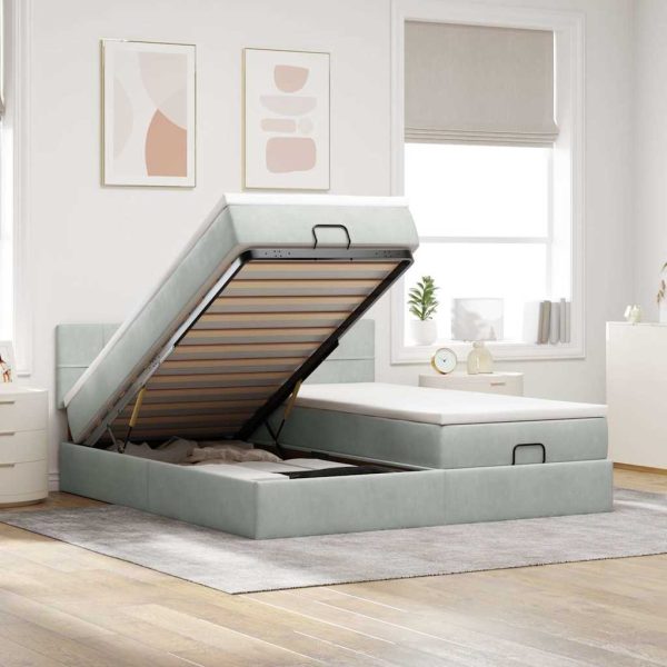 Ottoman Bed Met Matrassen En Led's 160X200Cm Fluweel - Afbeelding 26