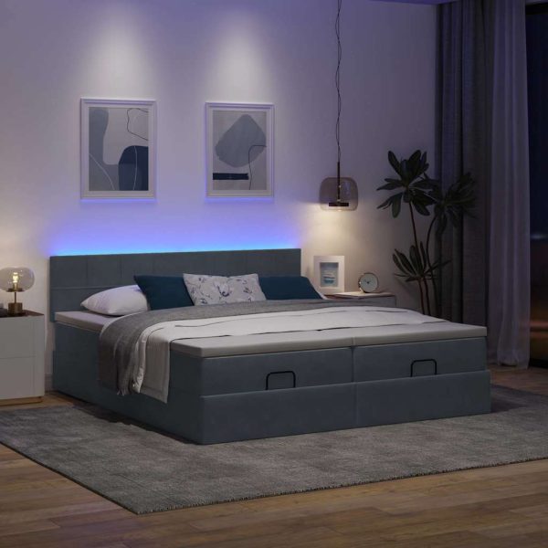 Ottoman Bed Met Matrassen En Led's 160X200Cm Fluweel - Afbeelding 22