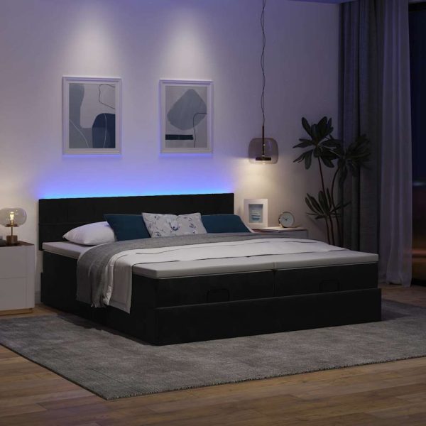 Ottoman Bed Met Matrassen En Led's 160X200Cm Fluweel - Afbeelding 23