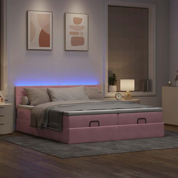 Ottoman Bed Met Matrassen En Led's 160X200Cm Fluweel - Afbeelding 25