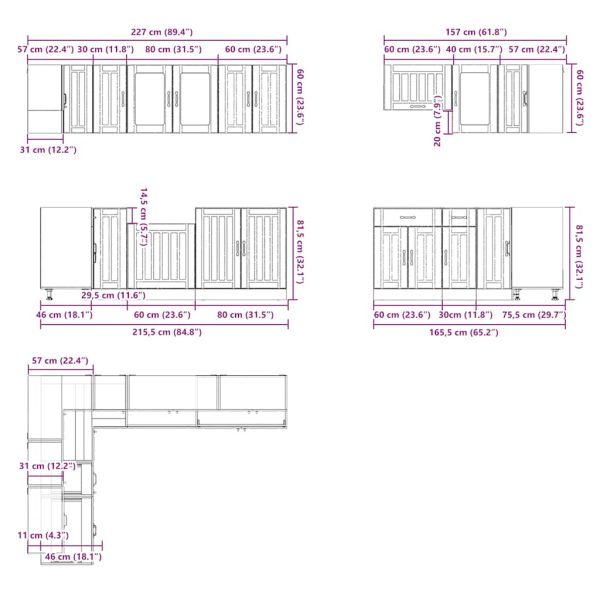 11-Delige Keukenkastenset Lucca Bewerkt Hout - Afbeelding 9