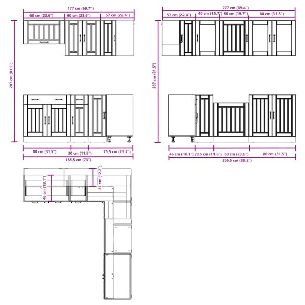 11-Delige Keukenkastenset Lucca Bewerkt Hout - Afbeelding 8