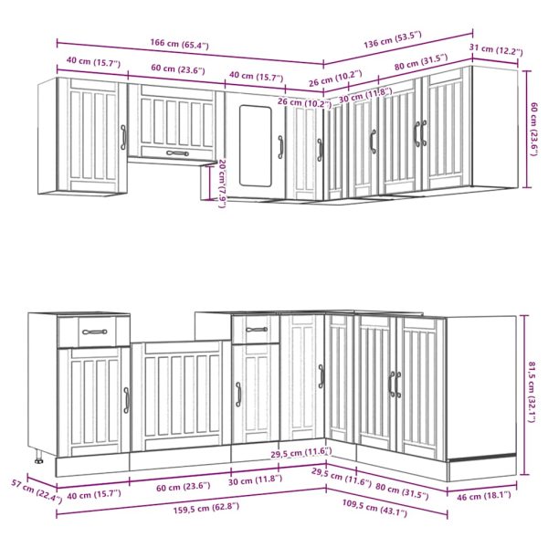 Keukenkastenset Bewerkt Hout Zwart - Afbeelding 8