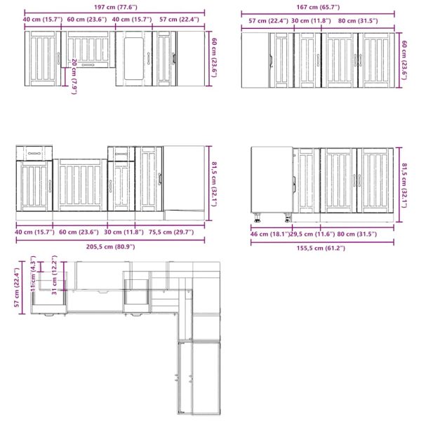 Keukenkastenset Bewerkt Hout Glanzend Wit Glans Wit - Afbeelding 9