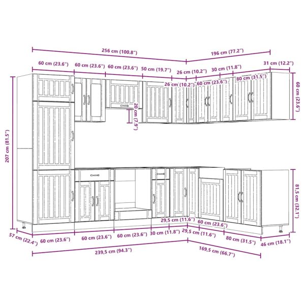 14-Delige Keukenkastenset Lucca Bewerkt Hout - Afbeelding 8