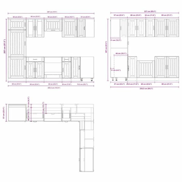 14-Delige Keukenkastenset Lucca Bewerkt Hout - Afbeelding 9