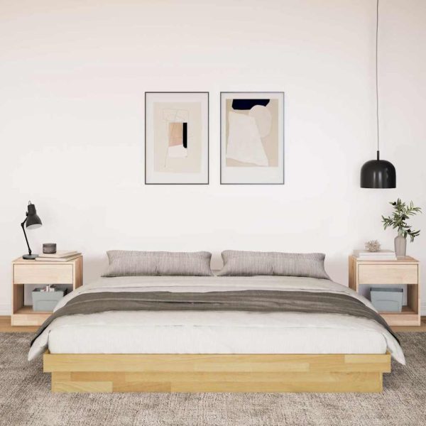 Bedframe Zonder Matras Massief Hout Eiken - Afbeelding 4