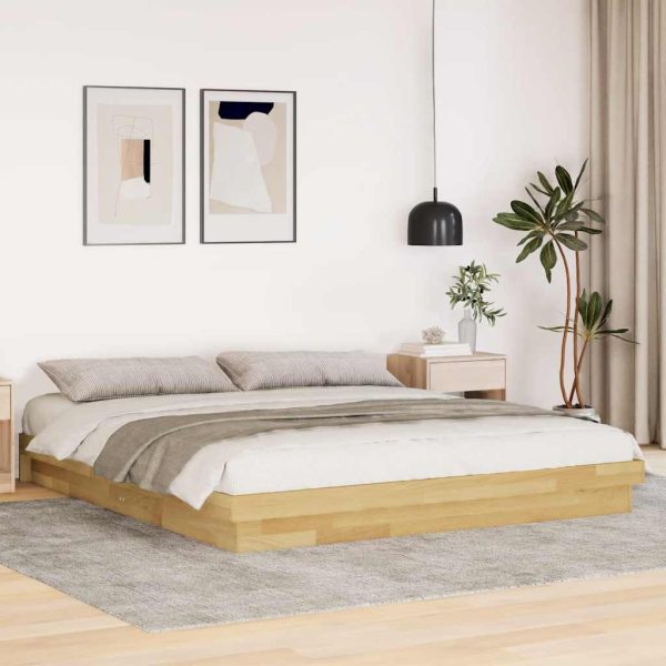 Bedframe Zonder Matras Massief Hout Eiken