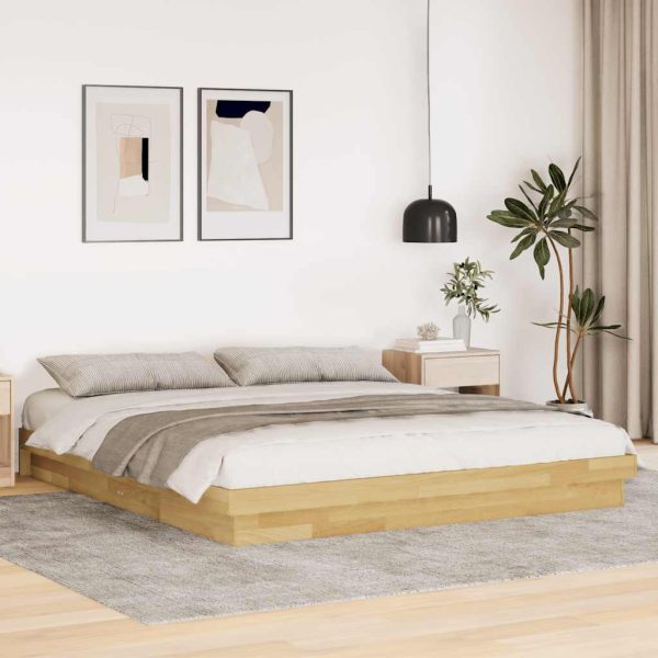 Bedframe Zonder Matras Massief Hout Eiken - Afbeelding 20