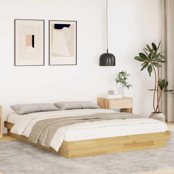 Bedframe Zonder Matras Massief Hout Eiken - Afbeelding 19