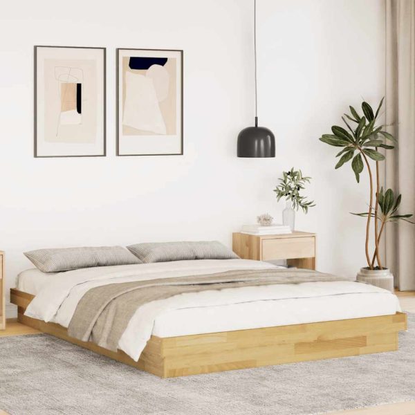 Bedframe Zonder Matras Massief Hout Eiken - Afbeelding 21