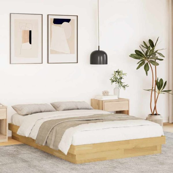 Bedframe Zonder Matras Massief Hout Eiken - Afbeelding 18