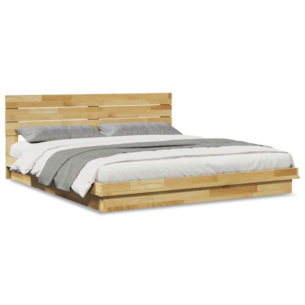 Bedframe Hoofdeinde Zonder Matras Massief Hout Eiken - Afbeelding 2