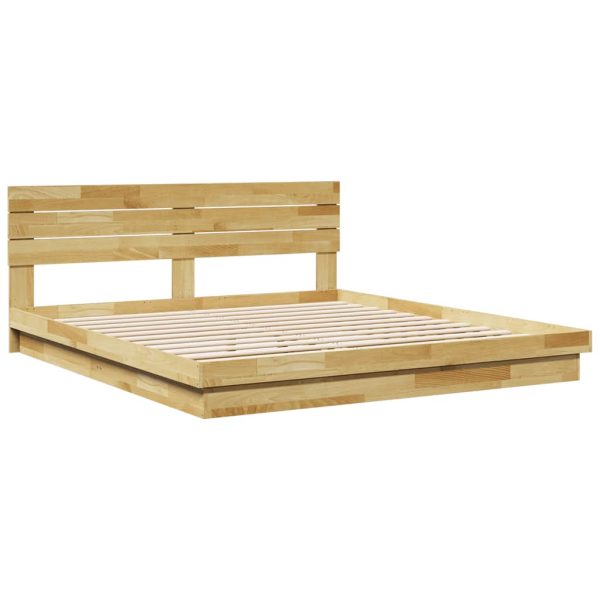 Bedframe Hoofdeinde Zonder Matras Massief Hout Eiken - Afbeelding 3