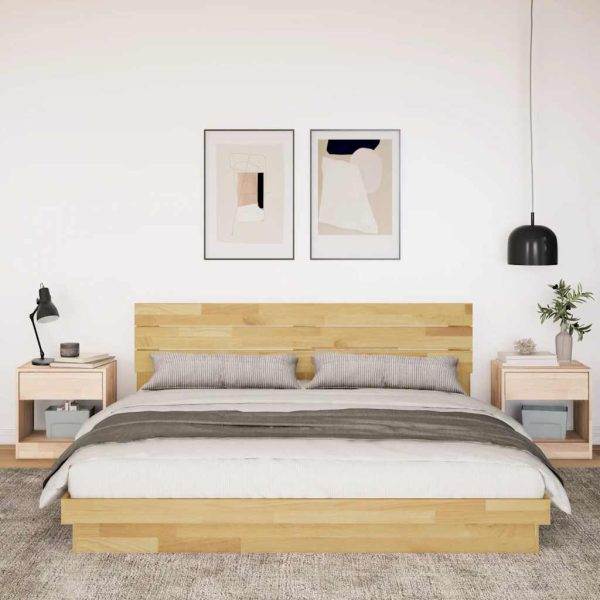 Bedframe Hoofdeinde Zonder Matras Massief Hout Eiken - Afbeelding 4